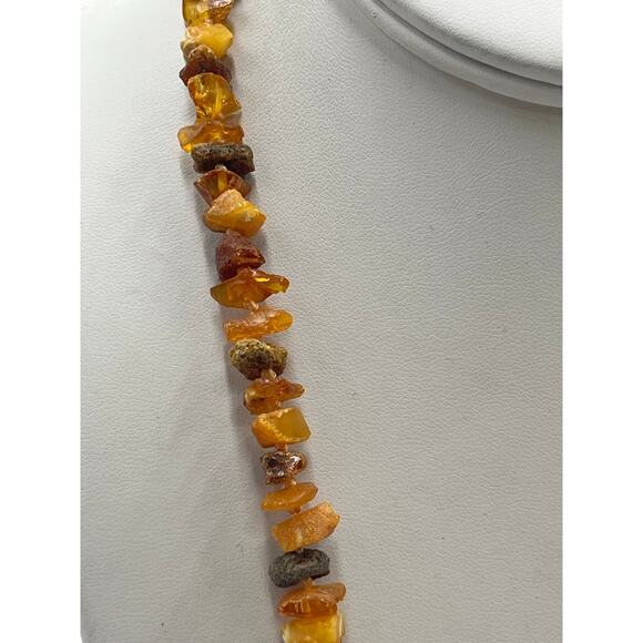 Genuine Baltic Amber Chip Bead Natural Honey Brown Gemstone Screw Clasp Necklace - Picture 2 of 12